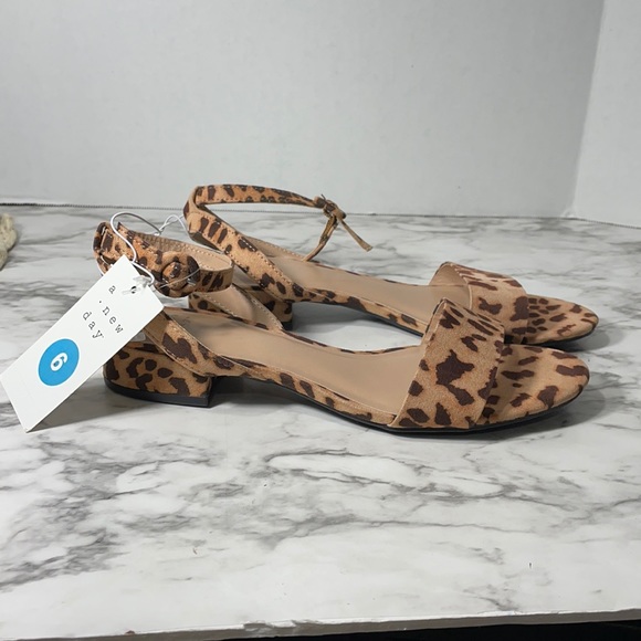 SALE!! NEW A New Day Leopard Microsuede Ankle Strap Sandals - Picture 2 of 5